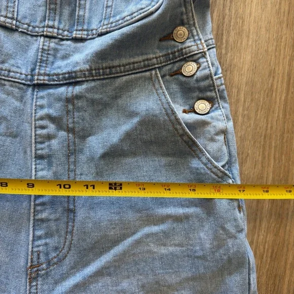 Misslook Women Floral Print Denim Overalls Light Wash Raw Hem Boho Size S - Picture 6 of 8